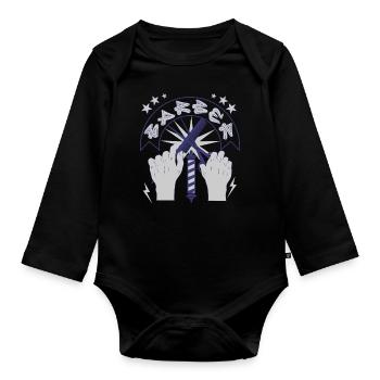 Barber - Organic Longsleeve Baby Bodysuit - black - Front
