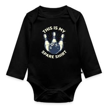 Bowling Funny Bowling Bowler Gift - Organic Longsleeve Baby Bodysuit - black - Front