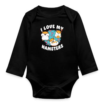 Hamster I Love My Hamsters Squad - Organic Longsleeve Baby Bodysuit - black - Front