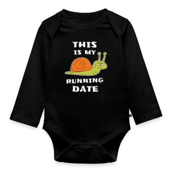 Langsame Schnecke Läufer Joggen - Baby Bio-Langarm-Body - Schwarz - Vorne