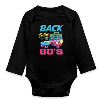 Tenue de fête des années 80 Costume de fête des années 80 - Body Bébé bio manches longues - noir - Devant