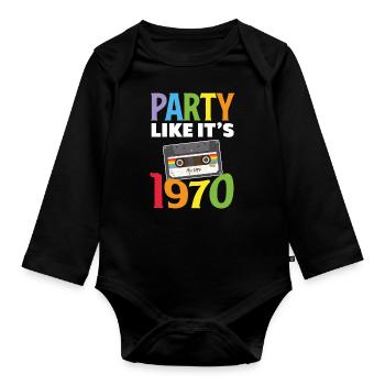 Tenue de fête des années 70 Costume de fête des années 70 - Body Bébé bio manches longues - noir - Devant