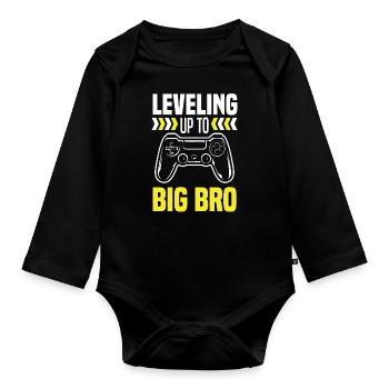 Je vais être un grand frère gamer gaming - Body Bébé bio manches longues - noir - Devant