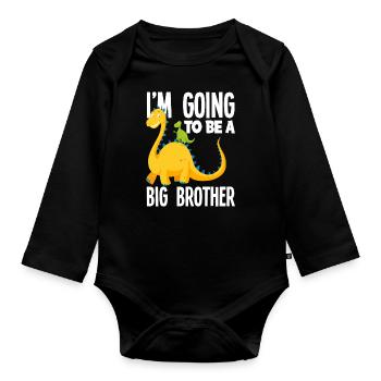Ich Werde Ein Großer Bruder Dino Dinosaurier - Baby Bio-Langarm-Body - Schwarz - Vorne