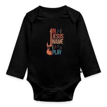 Guitar Jesus Christ Guitarist God Gift - Organic Longsleeve Baby Bodysuit - black - Front