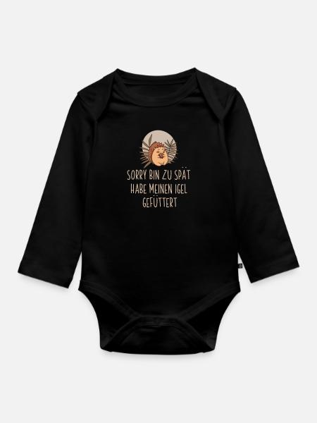 Igel - Baby Bio-Langarm-Body - Schwarz