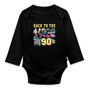 Back To 90's Vintage Kassette Tape Mixtape - Baby Bio-Langarm-Body - Schwarz - Vorne