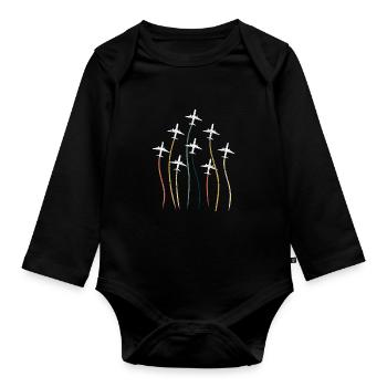Stolzer Pilot Flugzeug Luftfahrt Lustige Sprüche - Baby Bio-Langarm-Body - Schwarz - Vorne