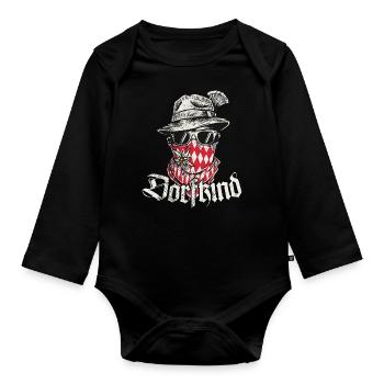 Dorfkind T-Shirt Herren Jungen Dorfkinder Shirt - Baby Bio-Langarm-Body - Schwarz - Vorne