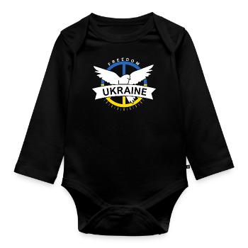 Ukraine Flag Peace Ukrainian Flag Peace - Organic Longsleeve Baby Bodysuit - black - Front