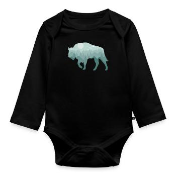 Bison Wisent Wald Natur Landschaft Geschenk - Baby Bio-Langarm-Body - Schwarz - Vorne