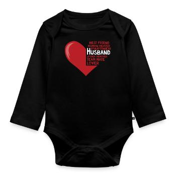 Husband, Best Friend, Partner, Teammate - Organic Longsleeve Baby Bodysuit - black - Front