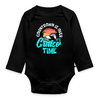 Cruise, ships, holidays on a ship - Organic Longsleeve Baby Bodysuit - black - Front