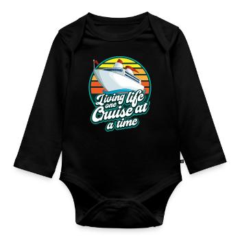 Cruise, ships, holidays on a ship - Organic Longsleeve Baby Bodysuit - black - Front