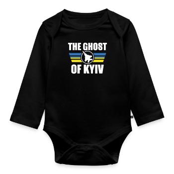 The Ghost of Kyiv Ukraine Flag Ace Fighter Pilot - Organic Longsleeve Baby Bodysuit - black - Front