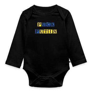 Puck Futin Ukraine - Organic Longsleeve Baby Bodysuit - black - Front