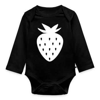 Icône de l’icône de la fraise - Body Bébé bio manches longues - noir - Devant