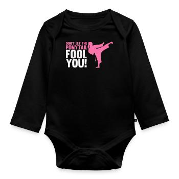 Karate girls, karate sports - Organic Longsleeve Baby Bodysuit - black - Front