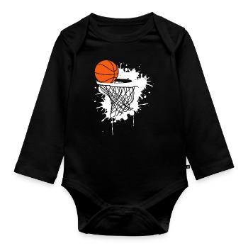 Basketball Cadeau Panier de Sport Rebond B-Ball - Body Bébé bio manches longues - noir - Devant