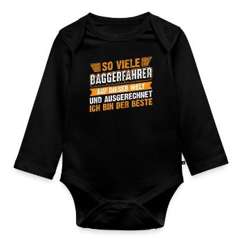 Lustiges Baggerfahrer Spruch Geschenk - Baby Bio-Langarm-Body - Schwarz - Vorne