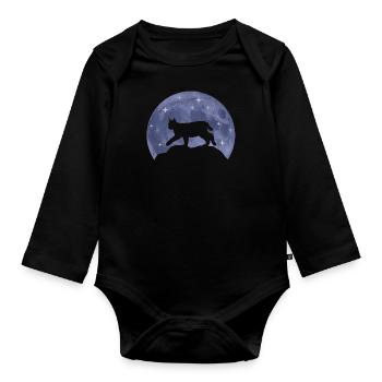 Lynx Moon Forest Animals Animal Lover Gift - Organic Longsleeve Baby Bodysuit - black - Front
