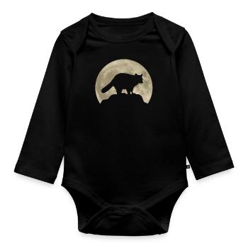 Waschbär Mond Waldtiere Tierliebhaber Geschenk - Baby Bio-Langarm-Body - Schwarz - Vorne