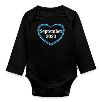 Geburtstermin September Junge Herz 2022 - Baby Bio-Langarm-Body - Schwarz - Vorne
