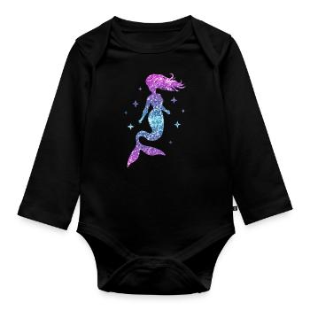 Sirène Femmes Fille Cadeau Sirène Paillettes - Body Bébé bio manches longues - noir - Devant