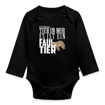 Ich spüre das Tier in mir Es ist ein Faultier Faul - Baby Bio-Langarm-Body - Schwarz - Vorne