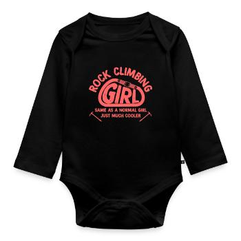 Rock climbing girl - Organic Longsleeve Baby Bodysuit - black - Front