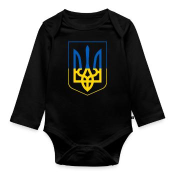 Flagge der Ukraine - Baby Bio-Langarm-Body - Schwarz - Vorne