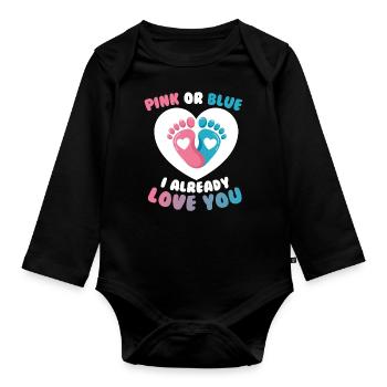 Schwangerschaftsparty Gender Reveal - Baby Bio-Langarm-Body - Schwarz - Vorne