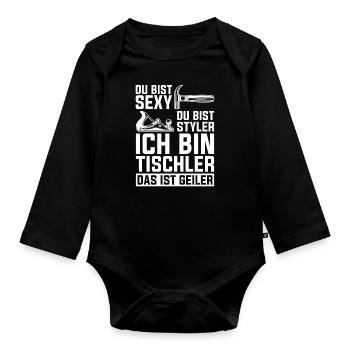 Zimmermann Tischler Schreiner - Baby Bio-Langarm-Body - Schwarz - Vorne