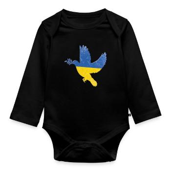 Ukraine Flag Peace Symbol - Flag Of Ukraine - Organic Longsleeve Baby Bodysuit - black - Front
