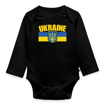 Ukraine Flag Symbol - Flag Of Ukraine - Organic Longsleeve Baby Bodysuit - black - Front