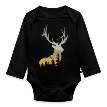 Hirsch - Baby Bio-Langarm-Body - Schwarz - Vorne