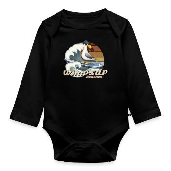 QUELLES PLAGES DE SUP Stand Up Paddle Surfer Seagull - Body Bébé bio manches longues - noir - Devant