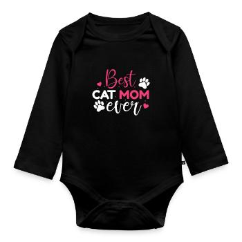 Best cat mom ever - Body Bébé bio manches longues - noir - Devant
