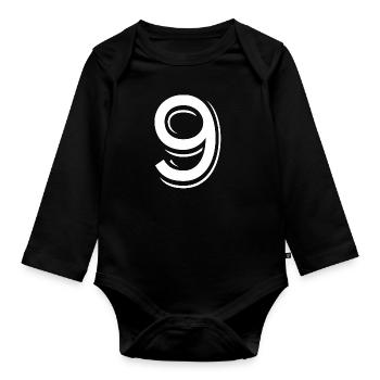 9 ans numéro maillot 9 t-shirt 9 - Body Bébé bio manches longues - noir - Devant