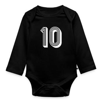 10 Years Number Jersey 10 T-shirt 10 - Organic Longsleeve Baby Bodysuit - black - Front