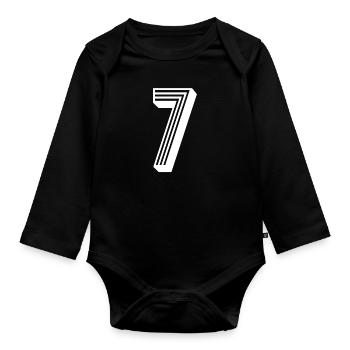 7 Jahre Nummer Trikot 7 t-shirt 7 - Baby Bio-Langarm-Body - Schwarz - Vorne