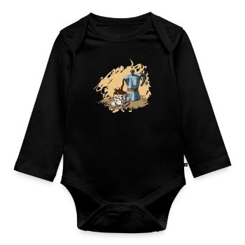 Espresso Coffee - Organic Longsleeve Baby Bodysuit - black - Front