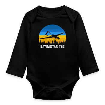 Bayraktar TB2 Turkish Drone Support Ukraine - Organic Longsleeve Baby Bodysuit - black - Front