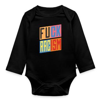 Anti Rassismus - Baby Bio-Langarm-Body - Schwarz - Vorne