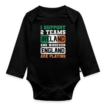 Irlande, Angleterre, Rugby - Body Bébé bio manches longues - noir - Devant