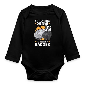 This is my honey badger costume marten badger - Organic Longsleeve Baby Bodysuit - black - Front
