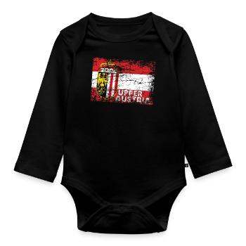 Oberösterreich - Österreich Upper Austria / Linz - Organic Longsleeve Baby Bodysuit - black - Front