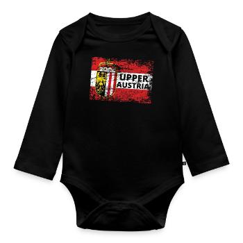 Oberösterreich - Österreich Upper Austria / Linz - Organic Longsleeve Baby Bodysuit - black - Front