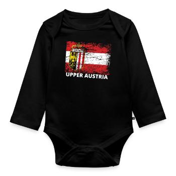 Oberösterreich - Österreich Upper Austria / Linz - Organic Longsleeve Baby Bodysuit - black - Front