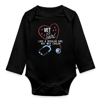 Veterinarian girl, veterinarian - Organic Longsleeve Baby Bodysuit - black - Front